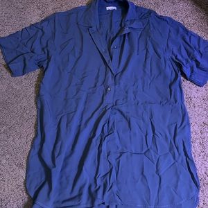 Gap Women’s Boyfriend-Style Button-Up Shirt in Cerulean Blue